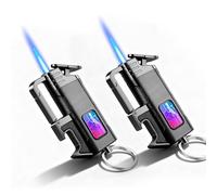 Mechero 3 en 1 con abrebotellas y llavero, mecheros de metal, resistente al viento, encendedor de gas, encendedor para velas, cocina, camping, chimeneas, regalo para hombres (sin gas butano)