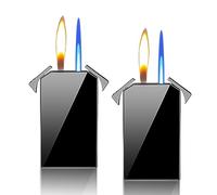 Mechero de doble llama: mechero con llama jet, recargable, resistente al viento y duradero, para camping (2 unidades, sin gasolina)