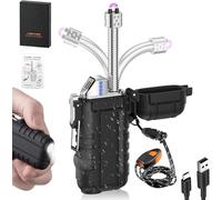 Mechero de gas para tormenta, 2 unidades, con llama de chorro de gas, recargable, resistente al viento, para cocina, barbacoa, camping (vendido sin gas butano)