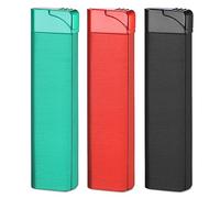 Mechero de gas recargable, resistente al viento, gas butano, sin gas, regalo para camping y exteriores (negro, rojo y verde)