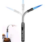 Mechero de gas rellenable, encendedor de llama de chorro, varilla larga, 360°, flexible, resistente al viento, para chimenea, velas, horno, barbacoa, estufa (sin gas)