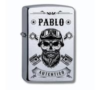 Mechero de Gasolina Compatible with Zippo, con Grabado para motoristas, Personalizable con Nombre para Motociclistas, Chopper, Idea Regalo (diseño 2: Calavera)