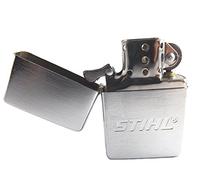 Mechero de la marca Stihl con logotipo grabado, de cromo pulido