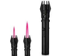 Mechero de llama Jetflame, 20 cm, recargable, resistente al viento, recargable para velas, cocina, barbacoa, camping (sin gas) (negro)