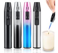 Mechero de llama Jetflame, 4 piezas de mechero de gas rellenable, regalo para hombres, encendedor de tormenta, resistente al viento, encendedor de varilla larga eléctrico para velas, barbacoa, cocina,
