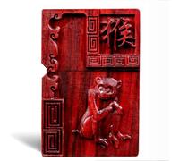 Mechero de madera de sándalo rojo natural, reemplazable para Zippo (solo funda), tamaño de inserto compatible: 3,6 cm x 1,2 cm x 5 cm, carcasa del encendedor (mono del zodiaco)