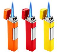 Mechero de metal Jetflame, 3 unidades, resistente al viento, sin gas butano, recargable y electrónico, llama fuerte para exteriores/velas/barbacoa/regalo (rojo, naranja y amarillo)