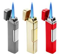 Mechero de metal Jetflame, 3 unidades, resistente al viento, sin gas butano, recargable y electrónico, llama fuerte para exteriores/velas/barbacoa/regalo (dorado, rojo, gris)