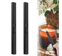 Mechero de varilla de 2 unidades, recargable por USB, encendedor largo, encendedor eléctrico, recargable, resistente al viento, sin llama para velas, cocina, camping