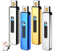 Mechero electrónico de tormenta, 4 unidades, recargable por USB, doble cara, resistente al viento, sin llama, para velas (sin gas)