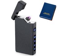 Mechero electrónico USB, encendedor eléctrico USB con arco LED, mechero de arco dual con indicador de batería, resistente al viento, plasma, eléctrico con caja de regalo (Negro mate)