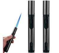 Mechero Jetflamme de 2 unidades, resistente al viento, con bloqueo de seguridad, recargable, de metal, regalo para hombres (negro, sin gas)