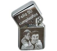 Mechero Personalizado - Encendedor Personalizado con Foto y Nombre. Incluye una Caja de Regalo. Acero Inoxidable. Regalo Original para Bodas, Hombres, Padres. *Se envía SIN Gasolina.