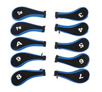 MechKit Fundas para Cabeza de Palos de Golf, 10 Unidades, Protector de Neopreno para Palos de Golf, diseño de Cremallera Lavable Duradero para golfistas de hierros de Madera (Azul)