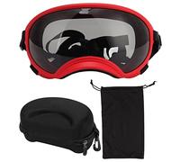 MechKit Gafas para Perros a Prueba de Viento, a Prueba de Rayos Ultravioleta, Correa Ajustable, Gafas de Sol duraderas para Perros para Razas Grandes, Gafas Protectoras para (Marco Rojo y Gafas