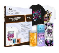 Mechkit Papel de Sublimación Carta per Sublimazione A4, 50 Hojas 100 g/m² 210 x 297 mm Compatibile con Stampanti