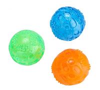 MechKit Pet Dog Squeaky Chewing Ball Toy 3Pcs Set Puppy Cleaning Teeth Balls Non TPR Material Interactive Play Stress Relief for Small Medium Large Dogs Orange Blue Green