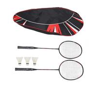 MechKit Raqueta de bádminton de Aluminio y Carbono de una Pieza, Juego de Raquetas de bádminton Ligeras y Resistentes con Pelota para Entrenar para Hombres y Mujeres (Negro Rojo)