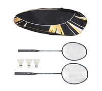 MechKit Raqueta de bádminton de Aluminio y Carbono de una Pieza, Juego de Raquetas de bádminton Ligeras y Resistentes con Pelota para Entrenar para Hombres y Mujeres (Negro Azul)