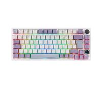MechLands AK820 PRO 75% Teclado Mecánico QWERTZ Alemán, Teclado Inalámbrico de 3 Modos con Pantalla TFT y Estructura de sellado Cremoso, Intercambio en Caliente, RGB, NKRO para Win/Mac (Blanco)