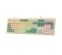 MechLands Aula S102 Teclado para juegos de membrana con teclado numérico, diseño 100% de tamaño completo, cable USB-C, retroiluminación RGB, estructura de silicona cremosa, teclado silencioso para