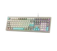 MechLands Aula S102 Teclado para juegos de membrana con teclado numérico, diseño 100% de tamaño completo, cable USB-C, retroiluminación RGB, estructura de silicona cremosa, teclado silencioso para