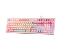 MechLands Aula S102 Teclado para juegos de membrana con teclado numérico, diseño 100% de tamaño completo, cable USB-C, retroiluminación RGB, estructura de silicona cremosa, teclado silencioso para