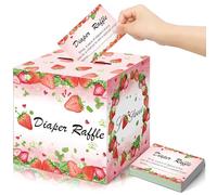 Mecholey 51 cajas de rifa de pañales con boletos, decoraciones de baby shower de pastel de fresa, un bebé dulce de bayas está en camino, decoraciones de baby shower para niña