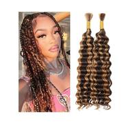 Mechones de cabello indio for trenzas bohemias, de 14 a 30 pulgadas, con ondas profundas, reflejos P4/27(22inches)