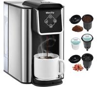 Mecity Cafetera 3 en 1 de una sola porción, compatible con cápsulas K Cup, cafetera instantánea, tetera, taza de 6,8,10 g, depósito de agua extraíble de 50 onzas, 120 V 1150 W