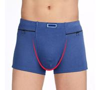 MECKOZ 3 Packs Ropa Interior de Bolsillo para Hombres, Trans con Bolsillo Secreto Oculto con Cremallera Calzoncillos de Viaje Calzoncillos Rave (Color : Blue, Size : L)