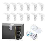 Mecmbj 12 Piezas Cierre Seguridad Cajones Bebe, para Armarios, Cajones, Refrigeradores,No Necesita Taladrar,Adhesivo Ultrarresistente