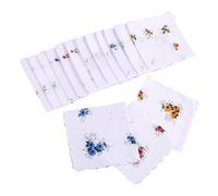 Mecmbj 12 piezas Pañuelos Algodón Suave para Mujer, 28 x 28 cm, Pañuelos Bordados Florales Vintage, Ligeros y Que Absorben el Sudor (blanco)