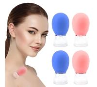 Mecmbj 4 Piezas Ventosas Faciales, Ventosa de Masaje Faciales de Silicona, Cupping Facial, Juego Herramientas para Masajes Faciales y Corporales
