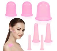 Mecmbj 7 piezas ventosas faciales, Juego de ventosa celulitis con bolsa almacenamiento, ventosas faciales silicona, juego de herramientas para masajes faciales y corporales, ventosa celulitis (rosa)