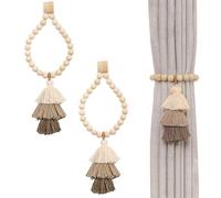 Mecmbj alzapaños Cortinas, 2 Piezas sujeta Cortinas con iman, Abrazaderas para Cortinas, sujeta Cortinas de Madera Boho, sujeta Cortinas magnéticos, decoración de Cortinas para el hogar y la Oficina