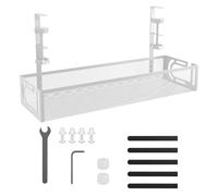 Mecmbj Bandeja Cables Escritorio, No Requiere Perforación, Bandeja Portacables Bajo la Mesa, con Clips de Montaje, Organizador Cables Escritorio, para Oficina, en Casa(Blanco 1,40 * 13 * 7cm)