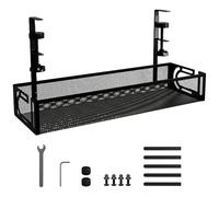 Mecmbj Bandeja Cables Escritorio, No Requiere Perforación, Bandeja Portacables Bajo la Mesa, con Clips de Montaje, Organizador Cables Escritorio, para Oficina, en Casa(Negro 1,40 * 13 * 7cm)