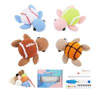 Mecmbj Crochet Kit Principiantes, 4 Piezas Juego de Ganchillo de Tortuga para Principiantes, con Instrucciones y Tutoriales en Video en Inglés, para Niños y Adultos(Tortuga)