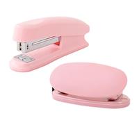 Mecmbj Grapadora Oficina y Perforadora Papel 2 Agujeros, Grapadora Sin Grapas, Capacidad Para 20 Hojas, Portátil Grapadora Pequeña y Perforadora para Oficinas, Aulas, Salas de Estudio(rosa)