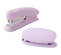 Mecmbj Grapadora Oficina y Perforadora Papel 2 Agujeros, Grapadora Sin Grapas, Capacidad Para 20 Hojas, Portátil Grapadora Pequeña y Perforadora para Oficinas, Aulas, Salas de Estudio (morado)