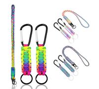 Mecmbj lanyard llaves, cordon llaves cuello, llavero de paracord trenzado de 3 piezas con mosquetón para tarjetas de identificación, cuelga llaves cuello colorido para exteriores, camping, viajes - B