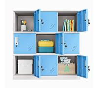MECOLOR 4,6,9 Puertas de Metal Armario de Oficina empleados Uso pequeños armarios Dormitorio Cubos, Sala de Estar y Escuela Suelto, Organizador de Almacenamiento para niños (Blue,9D)
