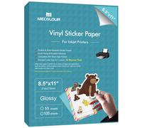 MECOLOUR - Papel adhesivo de vinilo imprimible premium para Cricut, 55 hojas, blanco brillante, resistente al agua, secado r pido, colores vivos,