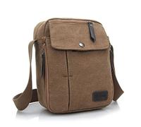 MeCool Bolsos Hombre Bandolera de Lona Marca Casual Viaje Pequeñas Outdoor Sport Montaña Trekking Colegio universidad, Marrón
