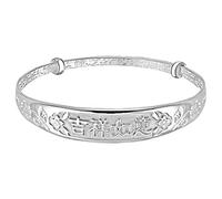Mecool S999 pulsera de plata de ley brazalete tallado brazalete expandible pulsera de buena suerte ajustable