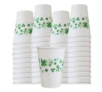 Mecup - Vasos de papel, vasos desechables, 2000 unidades, taza de café de 200 ml, desechables, para bebidas calientes y frías, diseño elegante, higiénicos, biodegradables. Fantasía: trébol de cuatro