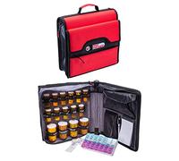 Med Manager Deluxe by Case It - Carpeta de medicamentos aislada con correa, organizador portátil de píldoras/medicamentos, capacidad para (15) botellas de pastillas de 30/60/90 días, carpeta de 6