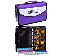 Med Manager Travel by Case It (púrpura), bolsa de medicamentos para viajes, organizador portátil de píldoras/medicamentos, capacidad para (10) botellas de píldoras de 30/60/90 días, con cerradura