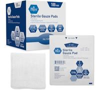 MED PRIDE Estériles de gasa de ratón para vestir la herida | 100-paquete, envasadas individualmente bolsas | 12-capas de algodón y altamente absorbente 4 '' x 4 ''